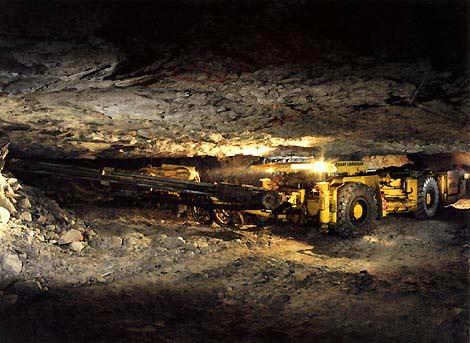 drilling rig in underground mine in the Głogow area of