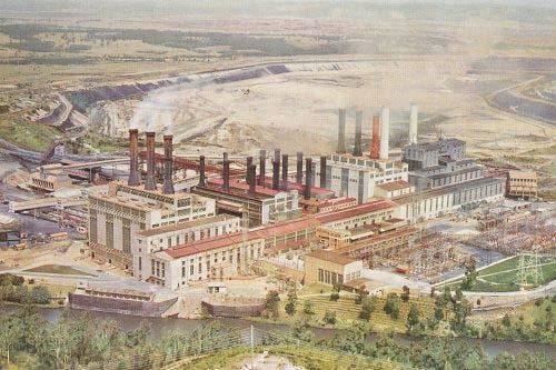 Yallourn A to E Power Stations commenced 1924, completed 1961 A&B 175 MW total from