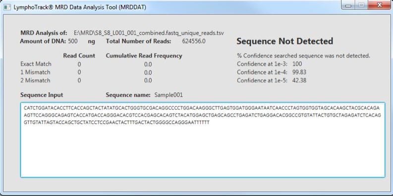 6 Invivoscribe MRD Software Application Invivoscribe has developed a LymphoTrack MRD Data Analysis Tool (MRDDAT) to facilitate the tracking of the clonotype DNA sequences in follow up samples.