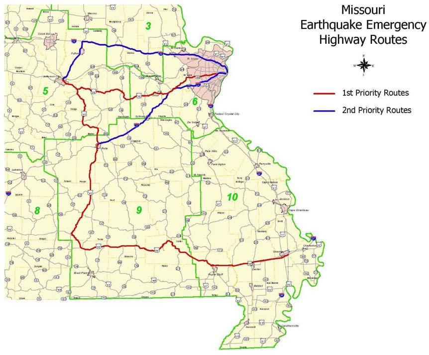 Figure 8 Earthquake priority routes from
