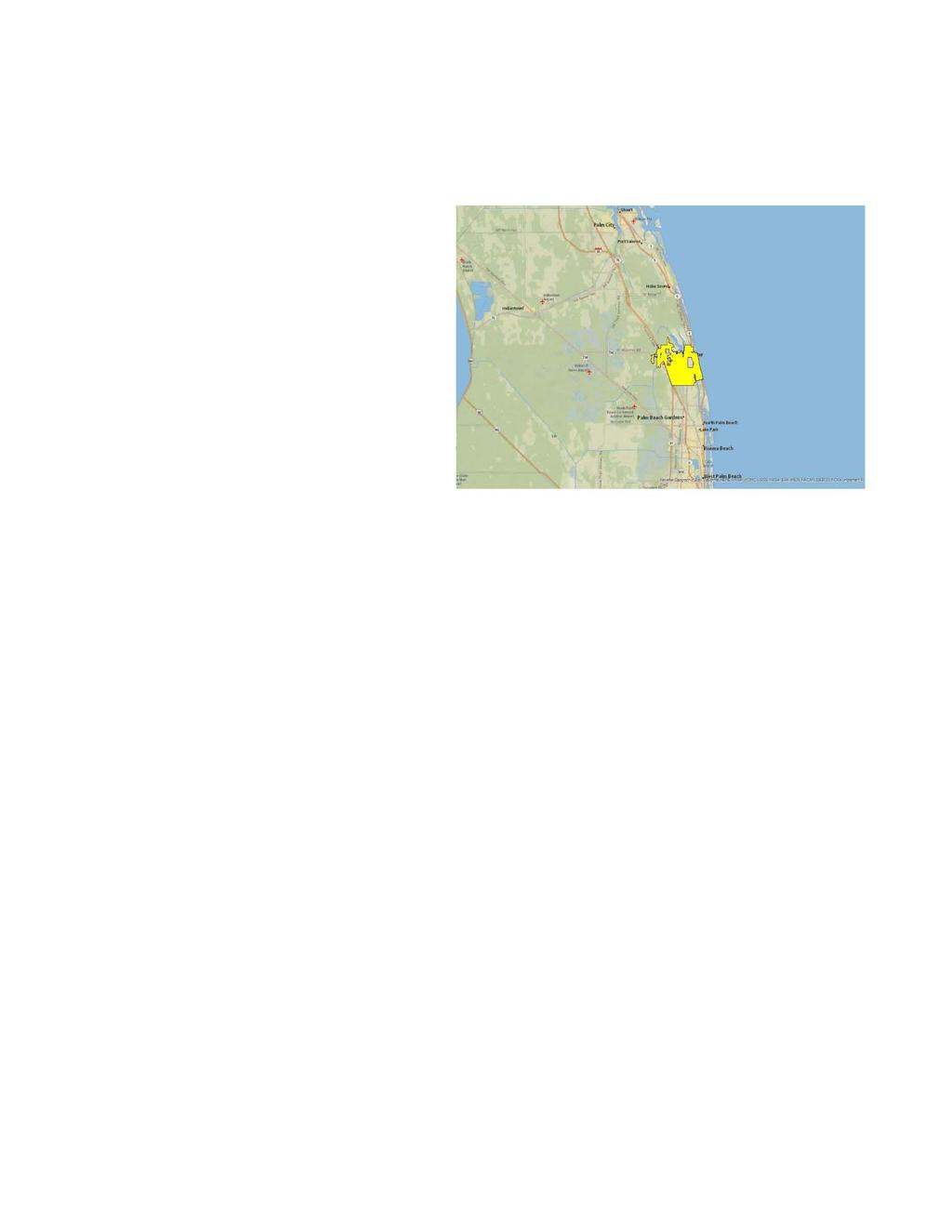 1.0 INTRODUCTION The Town of Jupiter is located on the southeastern coast of Florida within Palm..."... Beach County. Figure 1 illustrates a location map of the Town.