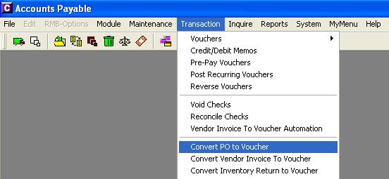Convert PO to Voucher Reconcile purchase order