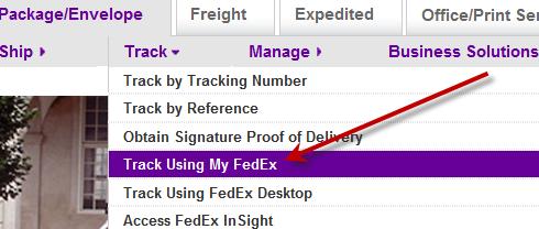 account Select Track Using My FedEx Your Tracking