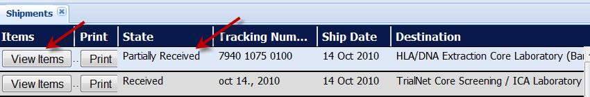 Browsing Shipments continued You can view the status of your shipment by viewing the shipment State