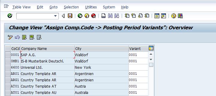 Assign posting period variant 6600 to company code 6600