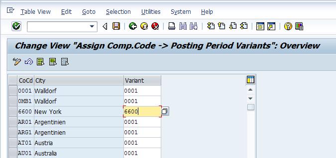 Thus posting period variant 6600 is assigned to company