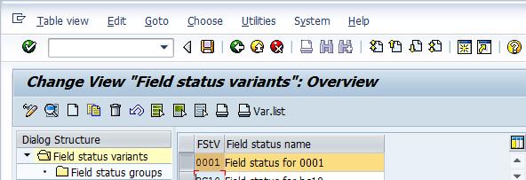 Select the SAP standard variant Click on Copy And change the field status
