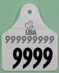 CFIA code: BOV 01 13R Holstein Canada Combo Tag MaxiEID USA Dairy Manufacturer s code: CCX24L24000000 Allocator: National Livestock Identification for Dairy HDX technology Inlay and