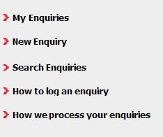 Once you begin to register enquiries this screen will fill with information. Here's an example of how it will look. The first screen you enter is entitled My Enquiries.