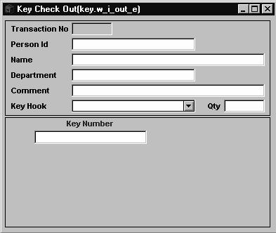 KEY CHECK - OUT SCREEN The Key Checkout screen enables you to record all permanent or temporary issuances of keys.