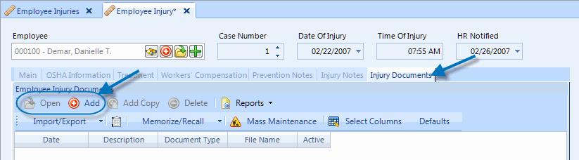 Chapter 4: Employee Injuries Injury Documents Active Notes If this is an active or current note for this employee injury. The details or main body of the note. 4. When finished, click Accept to close the pop-up window and accept the values.
