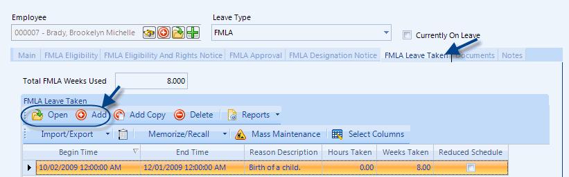 Chapter 5: Employee Leave Tracking FMLA Leave Taken CONTEXT: If the Leave Type selected is FMLA, FMLA Military Exigency or