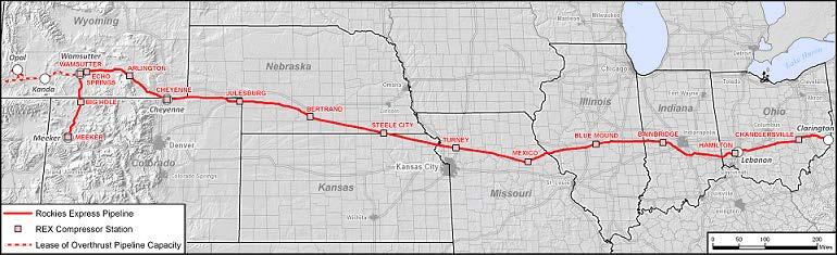 Rockies Express Reversal REX Zone 3 Capacity Enhancement project went into service on 1/1/17 West to East capacity is 1.
