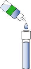 Fill Extraction Tube with Extraction Buffer to level shown below (blue arrow), close with tube cap and shake vigorously by hand for 1 minute. 4.