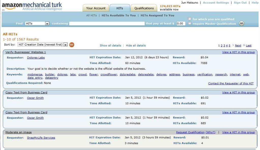 Chapter 2 Amazon Mechanical Turk Amazon Mechanical Turk 1 is one of web services by Amazon.