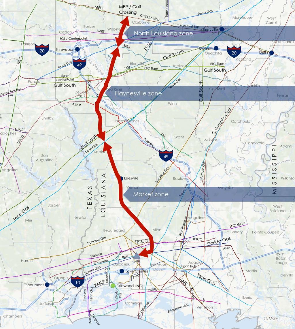 Zone map of proposed HGAP pipeline route 1201 Louisiana Street