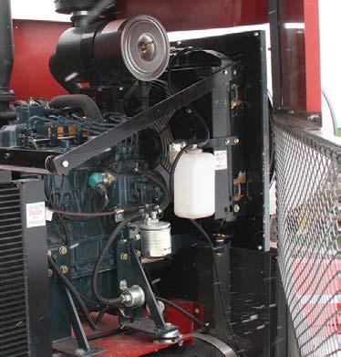 Large hydraulic oil cooler maintains a safe operating temperature.