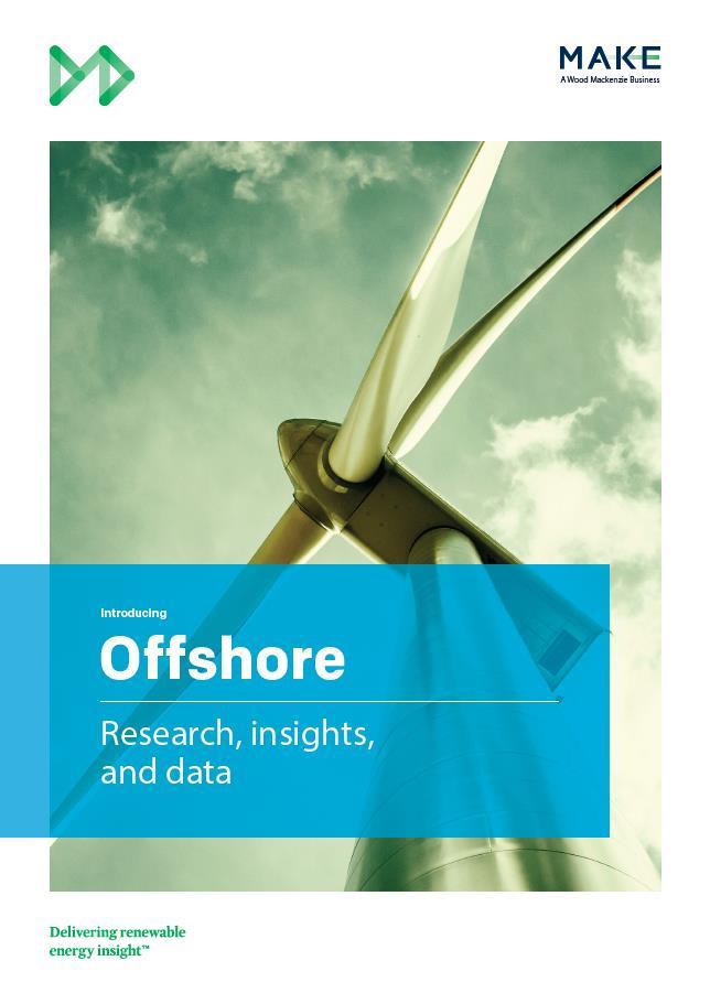 Market Outlook Updates The Offshore subscription is an offshore-specific toolbox of wind power research, insights, data and analytical support, in which MAKE delivers a