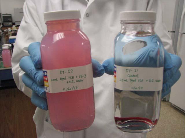 Chlorinated Solvent DNAPL Dyed with Suidan IV and