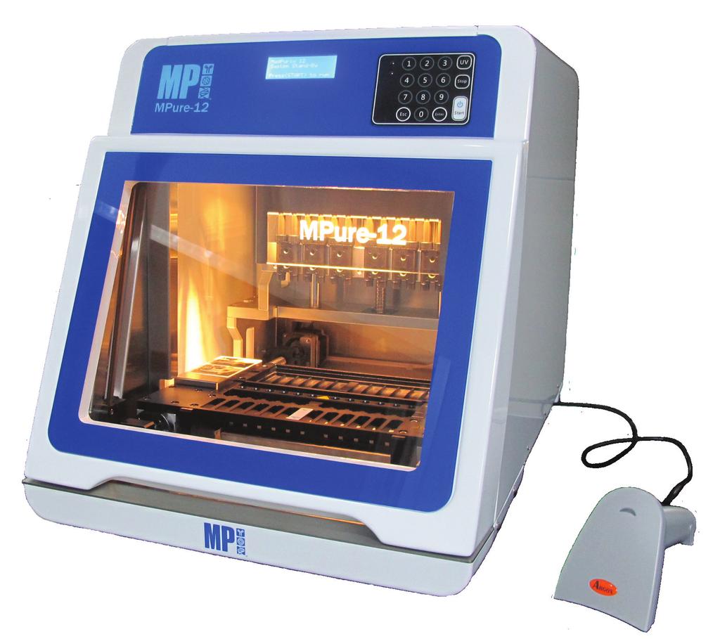 MPure-12 is a bench-top automated system for rapid purification of nucleic acids from a wide variety of bio-specimens using magnetic bead separation technology.