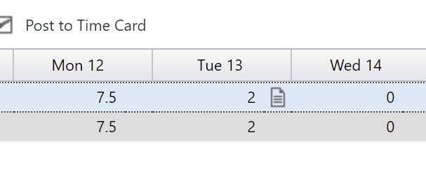 5.2 TIMESHEET (LINE) PSA will save the information automatically as you enter the quantity of hours in the grid (the little red triangle will indicate that a change has been made and not saved yet;