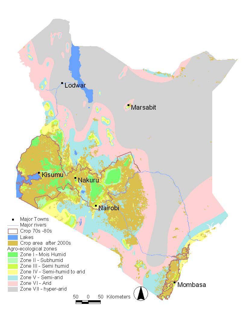 Agriculture expansion between 1990 s and 2000 s Population of Kenya in 2009 census = 38,610,097 people 20 % of Kenya support crop cultivation significant to the economy