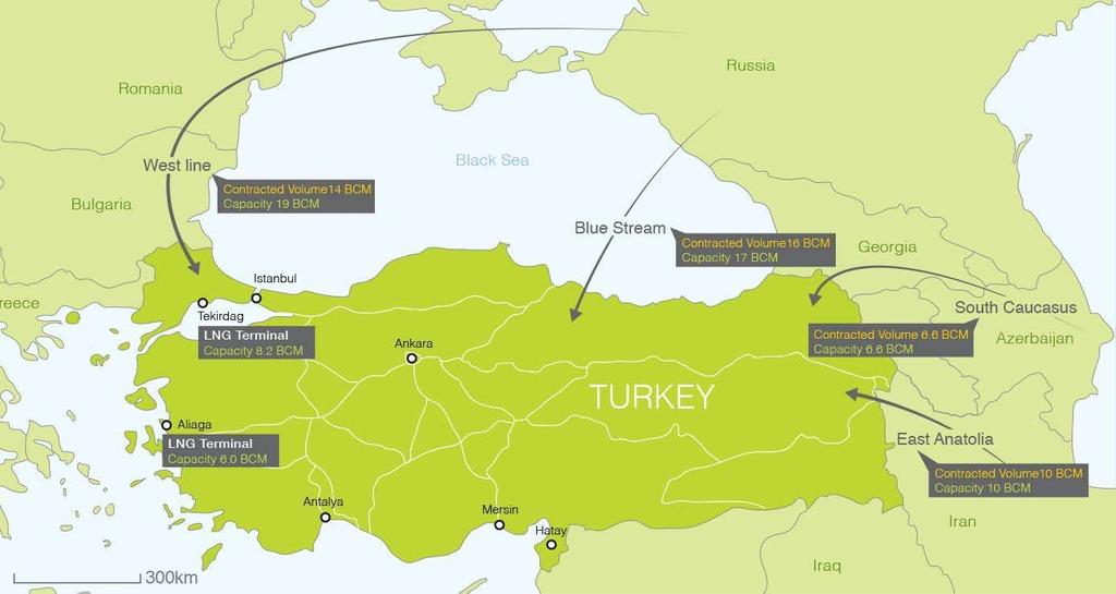 PIPELINE PROJECTS: Turkey Turkey is a significant potential market for piped gas Based on the forecasted Turkish demand, Leviathan has a potential to supply up to 10 BCM per annum to the Turkish