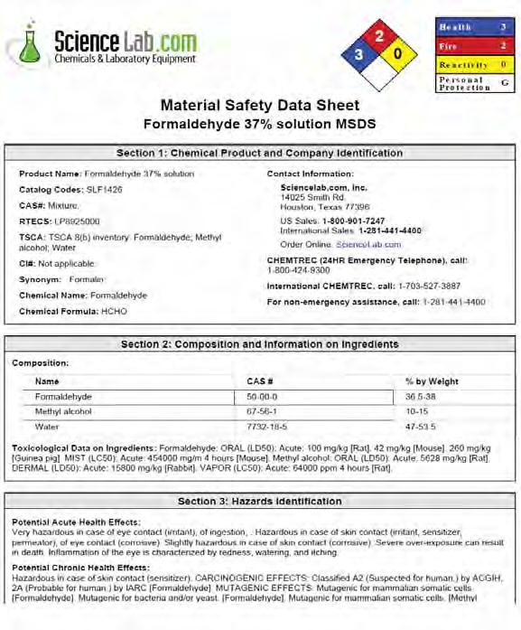 Annexure 5: Material Safety Data Sheet 1.
