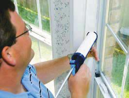 Caulking Caulking is a putty-like substance that is applied to nonmoveable joints around the home, such as the edges of windows and door trim.