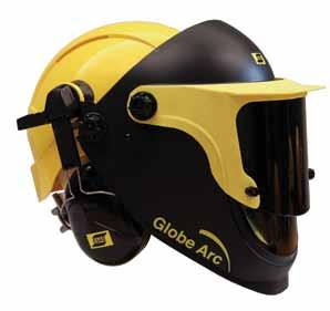 The welding mask can be quickly removed from the helmet by lifting the hearing protectors to top position and pulling the helmet from the adapter.