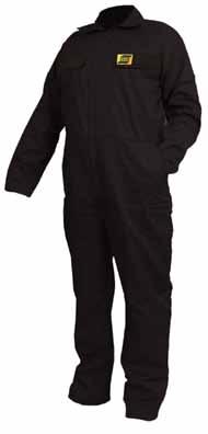 Flame proof protective clothing Welding Coveralls (Flame Retardant) The ESAB navy fire retardant 100% cotton coverall comes with 2 chest pockets a ruler pocket and has concealed stud fastenings.