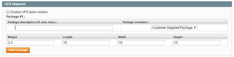3. Usage Weight unit : Specify your packages weight unit. Length unit : Specify your packages lenght unit. Default package description : Set the default description of generated packages.