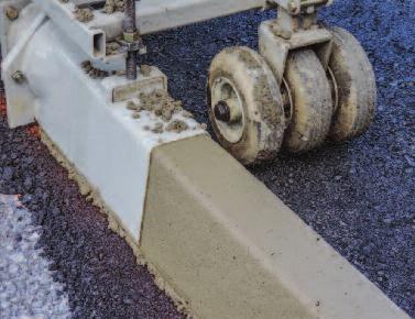 The 150 extruder can be used for either concrete or asphalt curbs. Curves and hills are no problem for the 150.