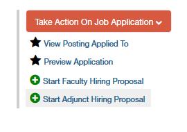 Start Adjunct Hiring Proposal Click on the selected applicant s name.