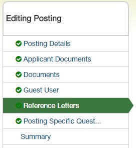REFERENCE LETTERS This section should be completed by departments who are using the Reference Letter tool.