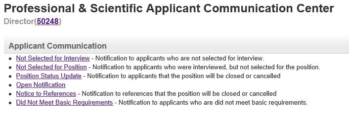 4. Check the box beside the name(s) of applicants that should be notified that the search has concluded. Click Continue when finished. 5.