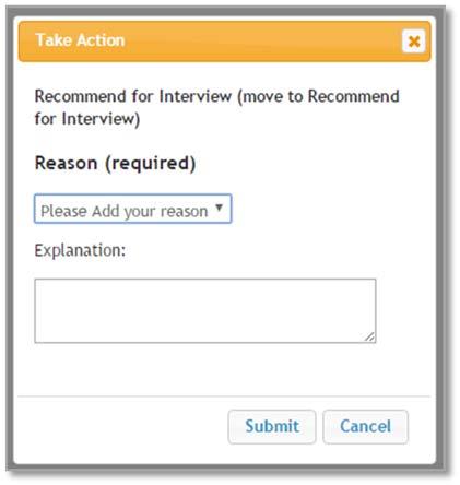 Select if not wanting to change the status of an applicant Select for candidates you would like to interview. Select for candidates who will not be interviewed at this time.