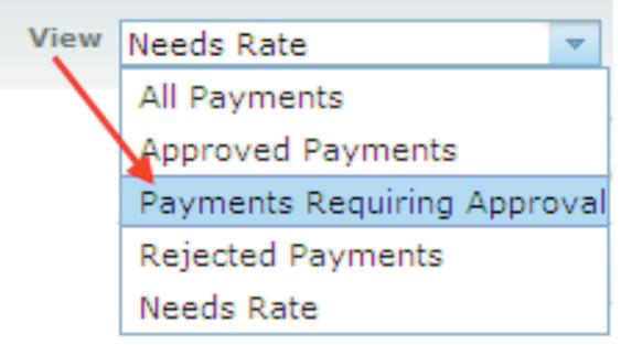 Approving (and Rejecting) Payments Use this procedure to approve (or reject) payments with a status of Awaiting Approval. You must have the appropriate entitlements to approve payments.