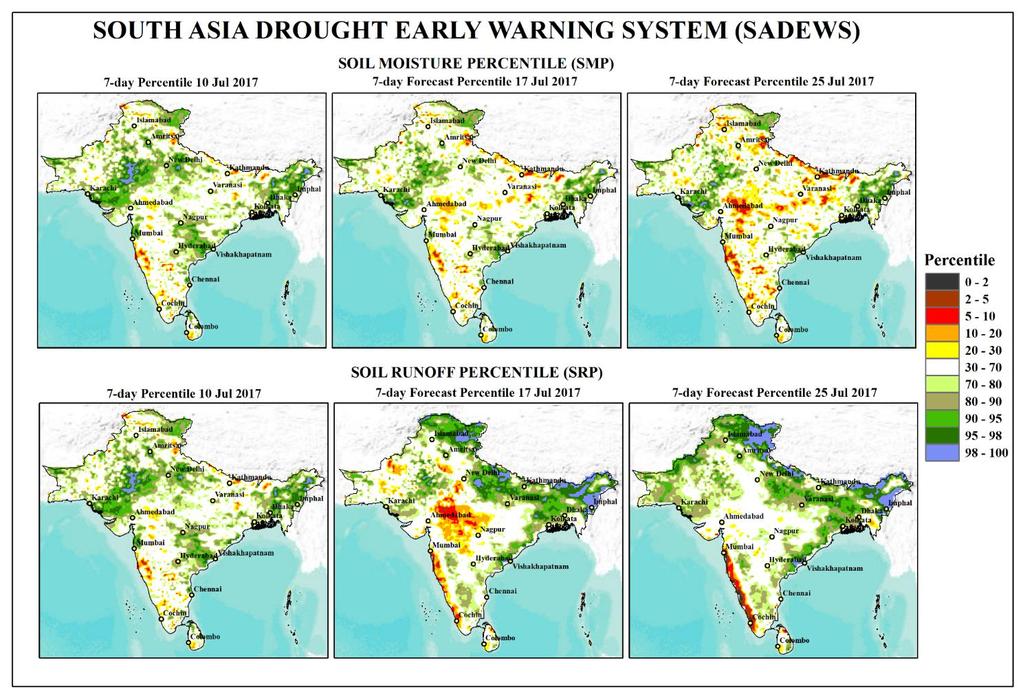 South Asia Drought Early Warning System (SADEWS) Current Condition: 10 July 2017 Forecast Period : 17 July and 25 July 2017 Standardized Soil Moisture and Runoff Index for regional drought and early
