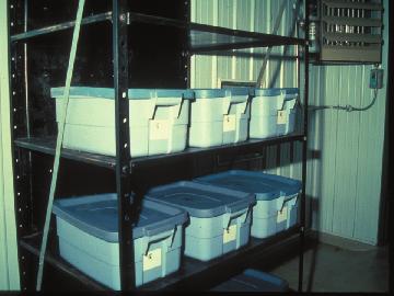 40. Dry materials could be stored in plastic containers with lids.