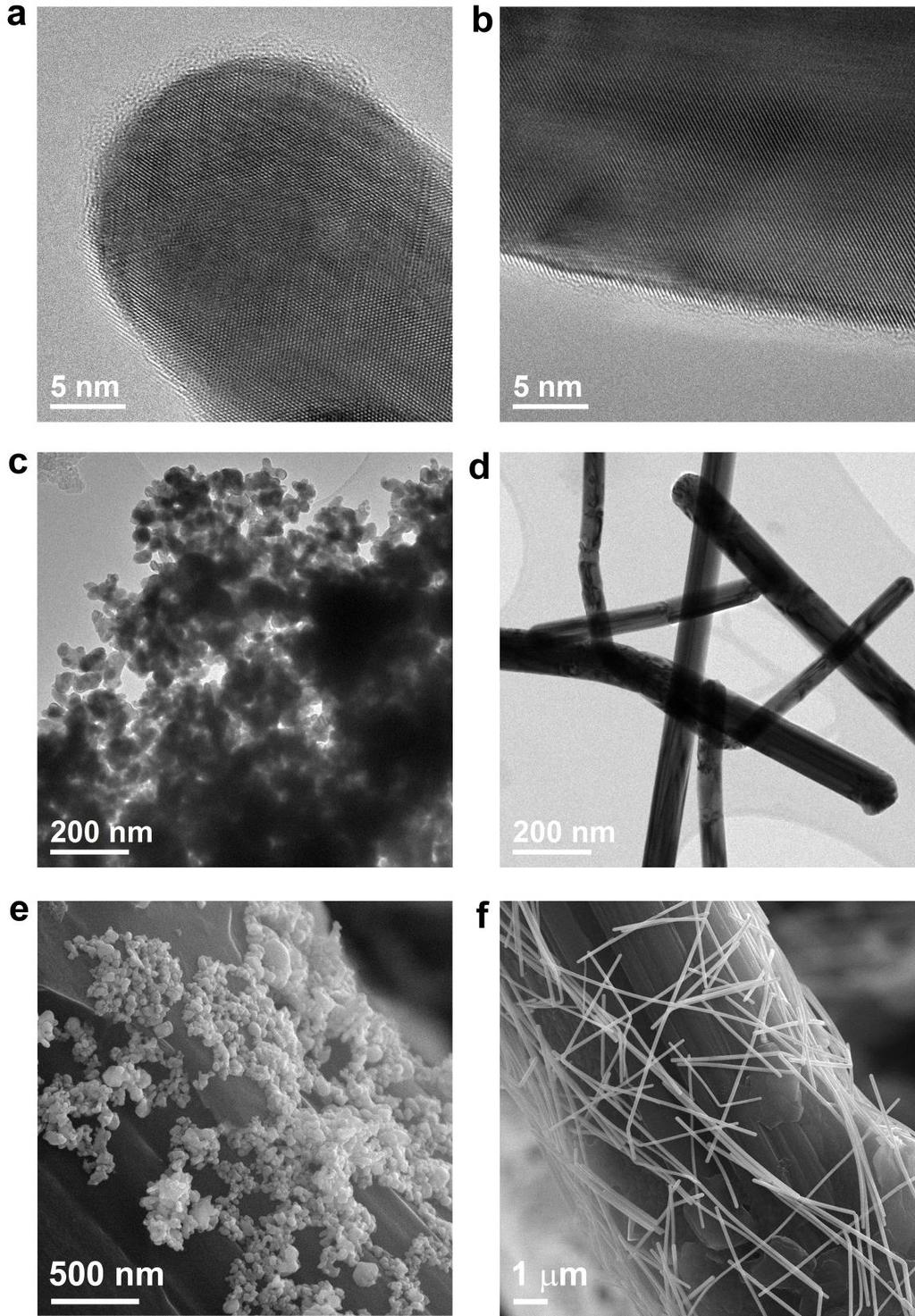 Supplementary Figure 9: HRTEM images of (a) free-standing Ag nanoparticles and (b) freestanding Ag nanowires.
