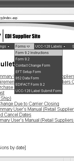 Forms Menu Through this menu, will be able to access the Form 9.2 and EFT forms used in EDI setup. And finally, the Forms menu provides access to the online Form 9.