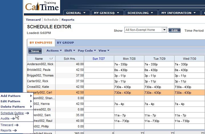 Modifying a Schedule 5. To confirm this, right- click on Carl s name, and click on Schedule Outline. 5 6.