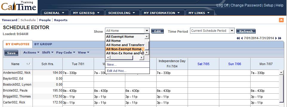 Deleting Schedules If you find that a schedule does not reflect an employee s actual work day, you may choose to delete his/her assigned schedule.