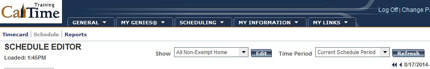 When you click Save, SCHEDULE EDITOR will turn from orange to black, and the asterisk will vanish.