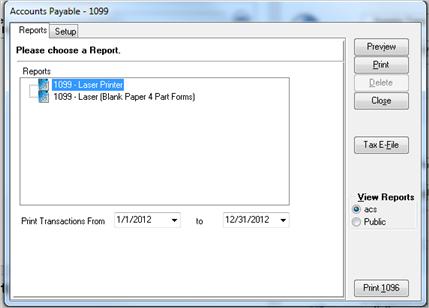 Unit 4: Closing Accounts Payable 4. Select 1099s - Laser Printer. 5.