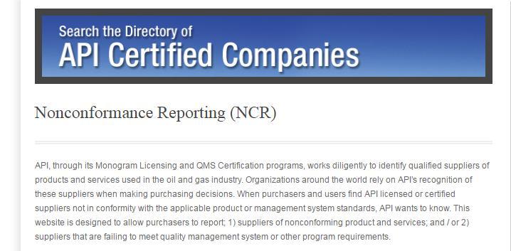 NCR Reporting The Nonconformance Reporting website has been modified to allow anonymous feedback.