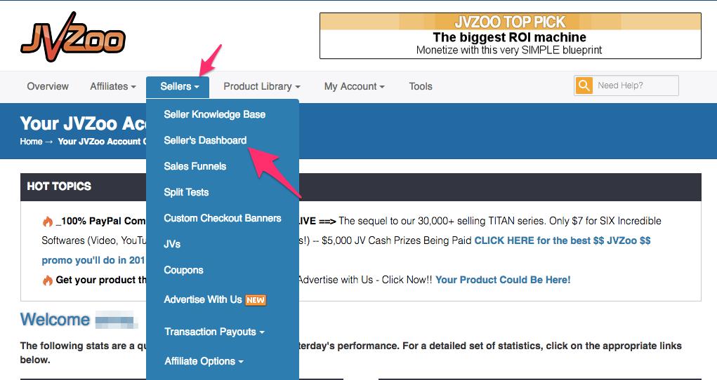 Set Up Product Sellers Dashboard Click either