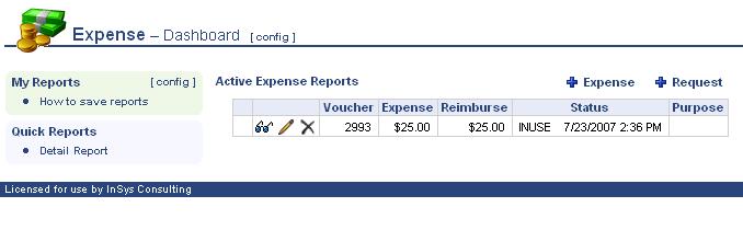 Step 1 Adding an Expense Record Select + Expense to add an expense.
