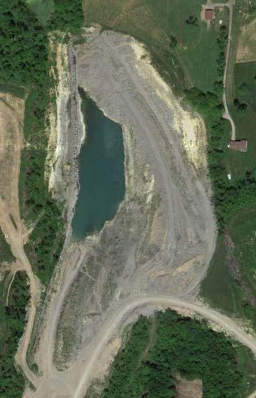 permitted surface coal mine site of a highwall (250 feet long, 10 to 60 feet in
